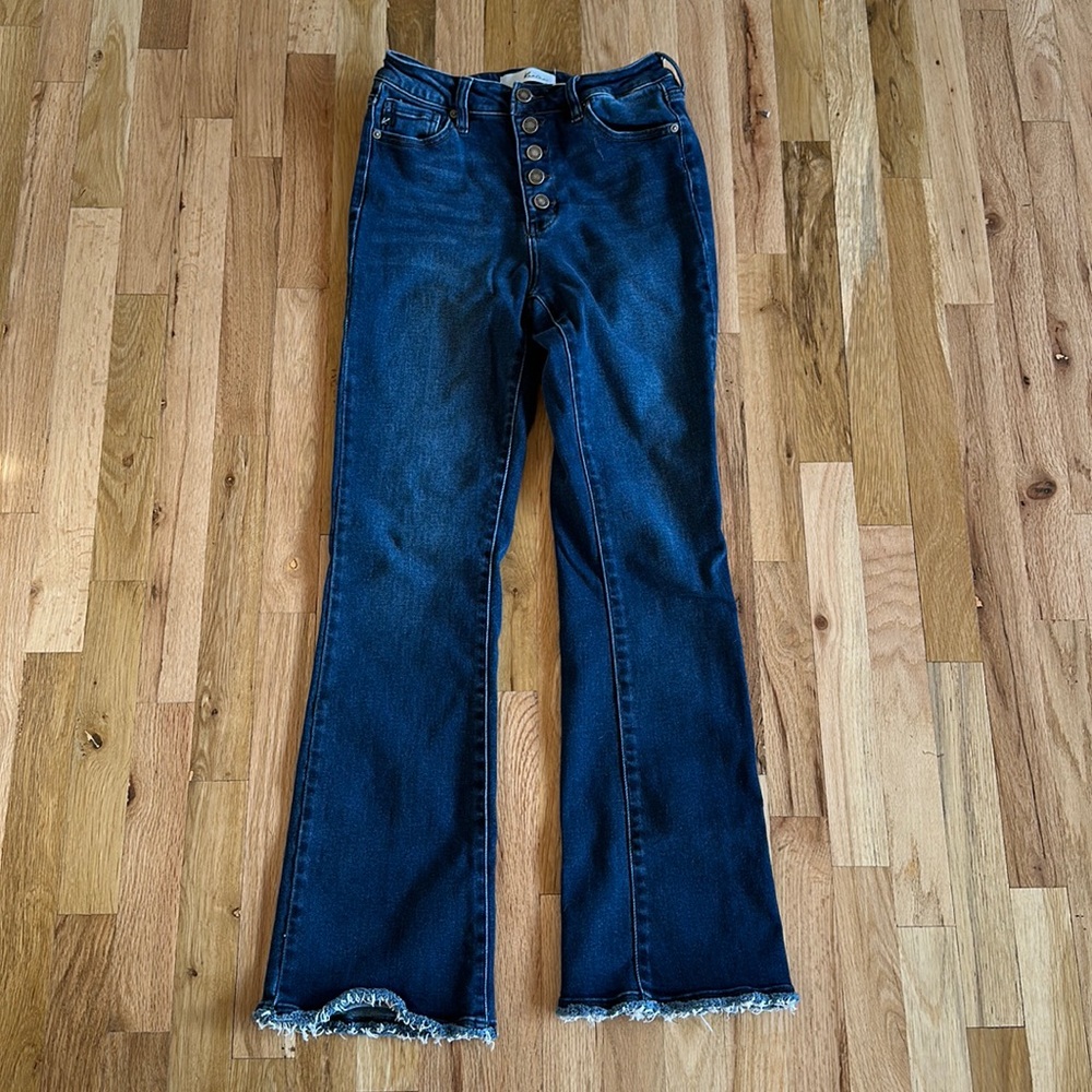KanCan High Rise Butterfly Button Bootcut Jean